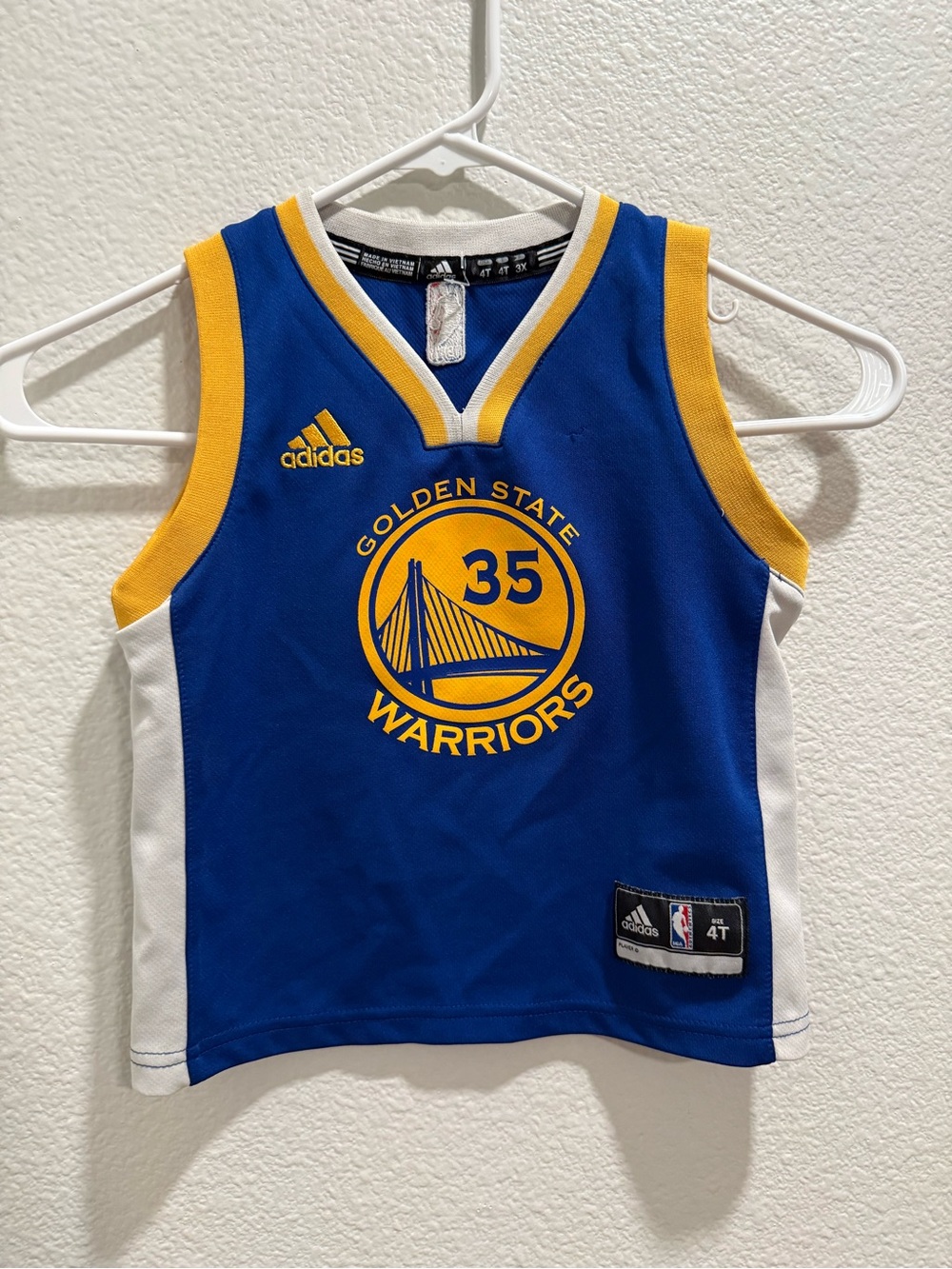 adidas Blue & Yellow Golden State Warriors Youth Jersey #35
